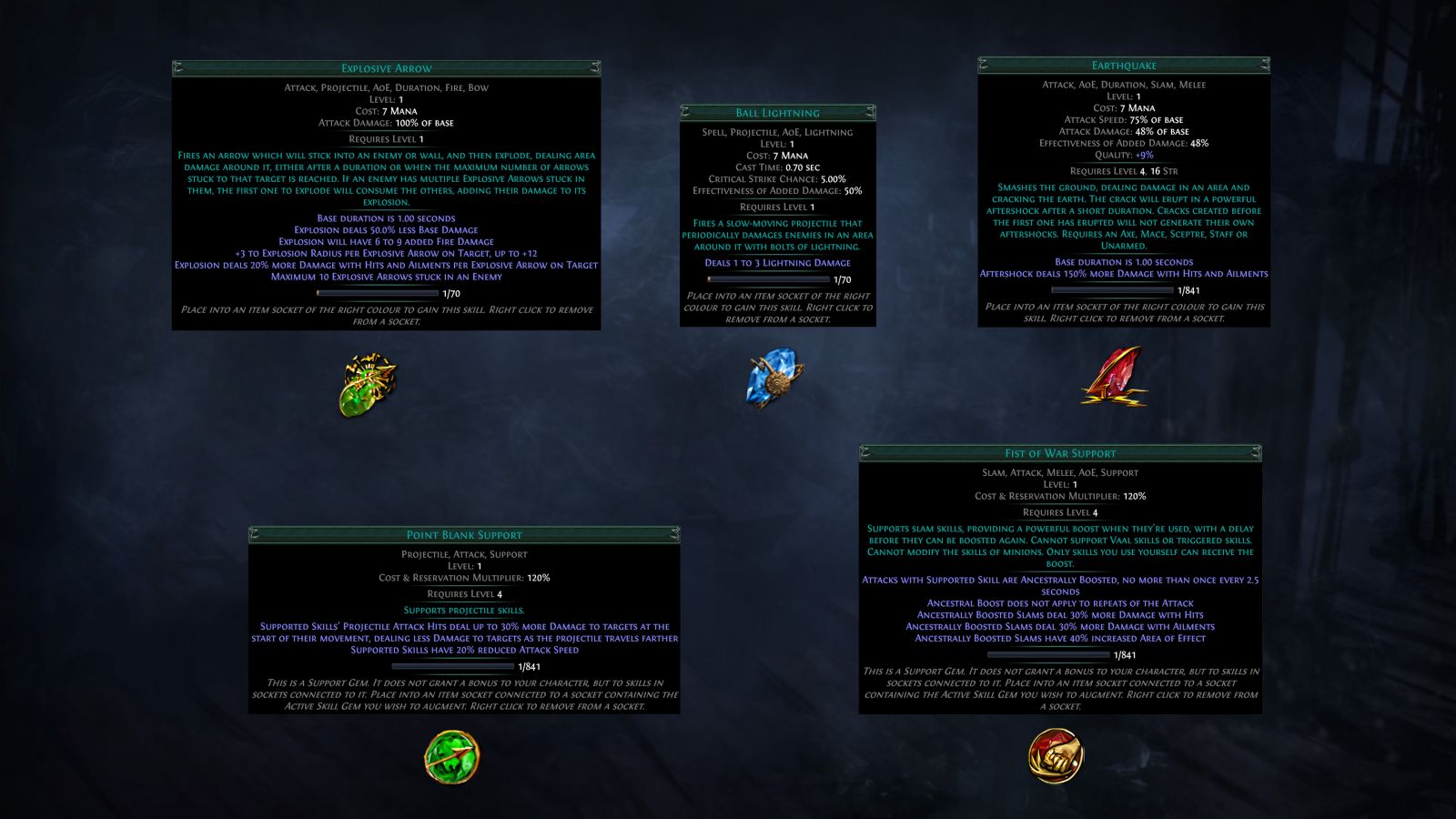 Path of Exile Royale Completed Guide Skill Gems